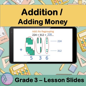 Preview of Addition – Adding Money | PowerPoint Lesson Slides for 3rd Grade | Regrouping