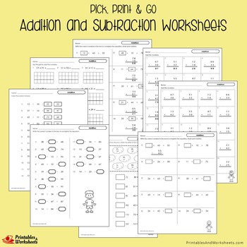 addition and subtraction homework sheet