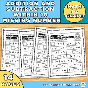 Preview of Addition And Subtraction Within 10 Worksheets For 1-2 Grade|fill missing number