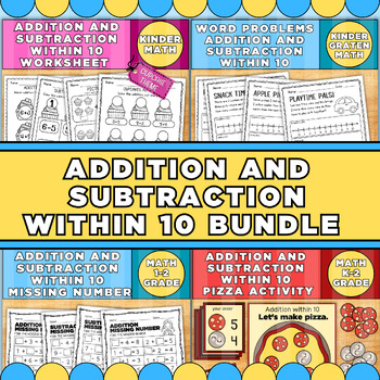 Preview of Addition And Subtraction Within 10 Worksheets and activity bundle