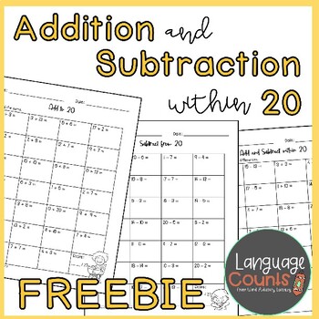 Preview of Addition And Subtraction Within 20 FREEBIE!!