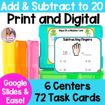 Preview of Addition And Subtraction to 20 | 6 Centers | Digital and Print | 1.OA.5