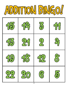 Addition Bingo FREEBIE by Barnard Island | Teachers Pay Teachers