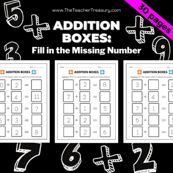 Preview of Addition Boxes: Fill in the Missing Number (Differentiated Instruction)