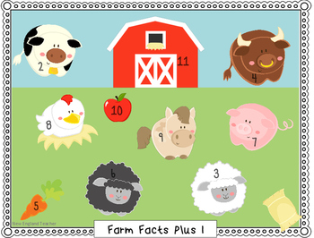 Preview of Addition Bump Farm Facts Game: Plus 1, Plus 2, and Doubles Addition Combinations
