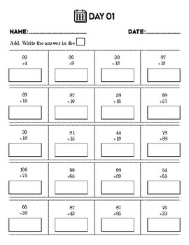 Preview of Addition Calendar Worksheet