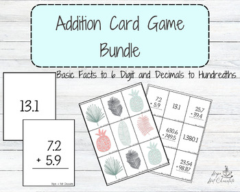 Preview of Addition Card Game - Facts to 6 Digit (Includes Decimals to Hundredths)