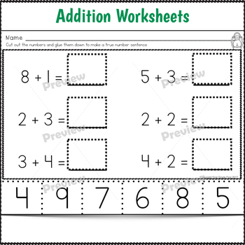 Addition Within 10 Worksheets and Centers by First Grade First | TpT