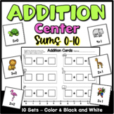 Addition Center Activities with Worksheets for Kindergarten