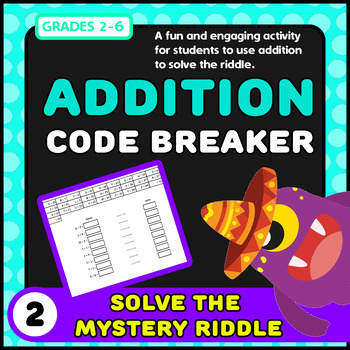 Preview of Addition Code Breaker Puzzle! Escape the room by cracking the secret riddle.