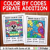 Addition Color By Code (Sums to 20) - Pirate Math