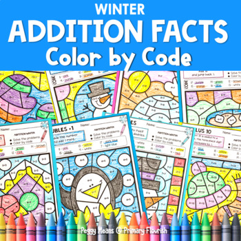 Preview of Addition Color by Code - Color by Number - Winter