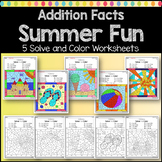 Addition Worksheets Math Color by Number Summer Fun