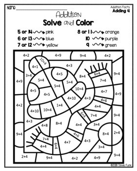 Addition Coloring Worksheets Winter Color by Number by Dovie Funk
