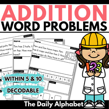 Preview of Addition word problems within 5 and 10 | adding to 5 and 10 worksheets