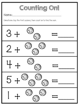 Addition Counting On Space Theme FREEBIE by Courtney's Creations and