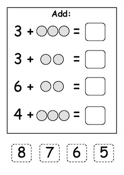 Addition Counting On Up To 10 Cut and Paste Sheets by Modified Math