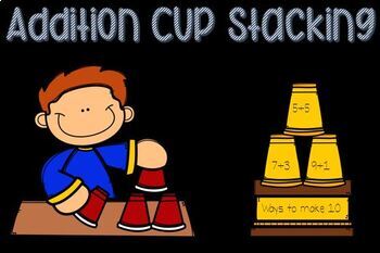 Preview of Addition Cup Stacking - FREEBIE
