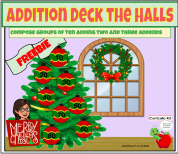 Preview of Addition Deck the Halls Freebie| Digital Resource for Distance Learning|