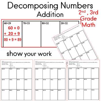 Preview of Addition Decomposing Numbers Second Grade Math