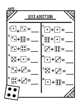 Addition Dice Worksheet By Primaryandpolkadots 