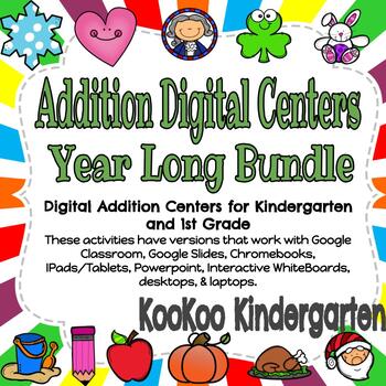 Preview of Addition Digital Centers-Year Long Bundle for Google Classroom