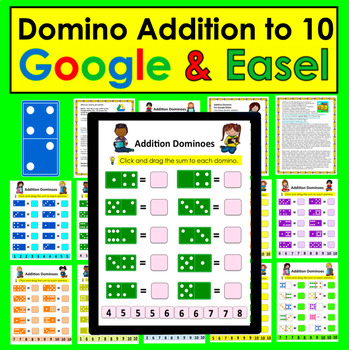 Preview of Addition Dominoes To 10 Digital Resource for Google Slides & Easel Kindergarten