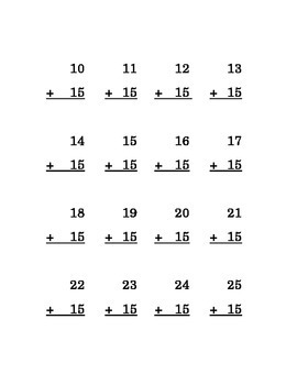 addition double digits number fifteen kindergarten math recognition two