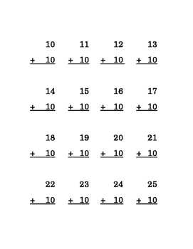 addition double digits number ten kindergarten math recognition two digit