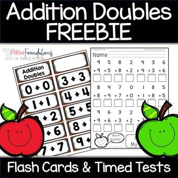 Preview of Addition Doubles Flash Cards & Timed Tests Freebie