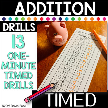 Addition Drills Worksheets Timed Fact Practice by Dovie Funk | TpT