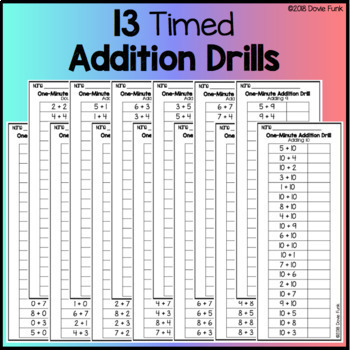 Addition Drills Worksheets Timed Fact Practice by Dovie Funk | TpT