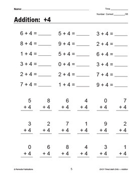 Addition: Easy Timed Math Drills - Engaging - Daily - Warm-Up - Activities