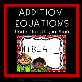 Preview of Addition Equations with Addition on Both Sides of Equal Sign