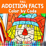 Addition FALL Math Color by Number Worksheets ADD UP TO 20