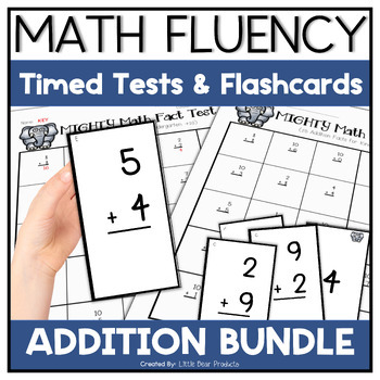 Preview of Addition Fact Fluency Bundle | Addition Flashcards | Timed Test
