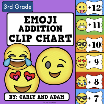 Preview of Addition Fact Fluency Clip Chart (Emoji Theme)