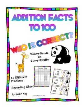 Preview of Addition Fact Fluency to 100 Task Cards