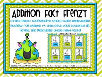 Preview of Addition Fact Frenzy SMARTBoard Flash Card Activity