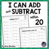 Addition & Subtraction to within 20 Worksheets Math Fact F