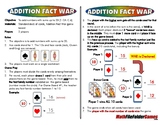 Addition Fact War - 1st Grade Math Game [1.OA.C.6]