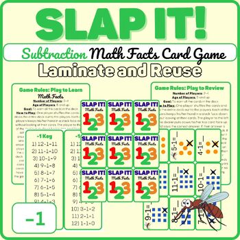 Preview of Subtraction Facts -1 Slap It Card Game