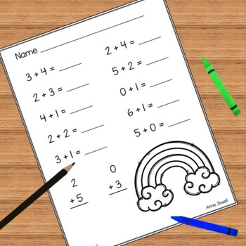 Addition Practice Worksheets for Kindergarten and 1st Grade by Annie Jewell