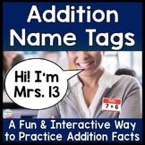 Addition Fact Name Tags to Wear: Fun Addition Activity! Ad