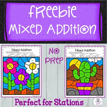 Preview of Freebie Addition Color By Number - Mixed Addition Facts