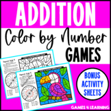 Addition Facts Color by Number [ by Code ] Games w/ Additi
