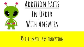 Preview of Addition Facts-Google Slide-WITH ANSWERS