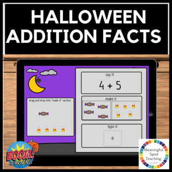 Preview of Addition Facts: Halloween Theme (#1-5) Boom Cards™ | Digital