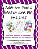 Addition Facts Match and Flip Puzzles