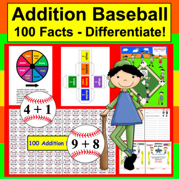 baseball math addition facts centers activities 4 ways